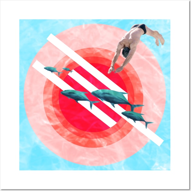 Swimming instructor surreal geometric Wall Art by Bagalon